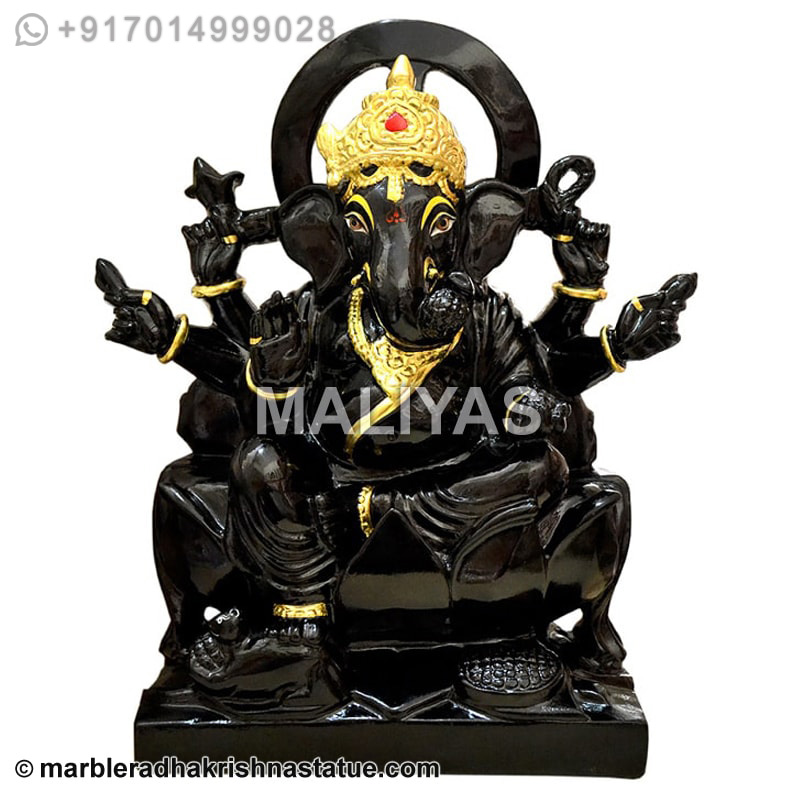 Black Marble Ganapati Statue