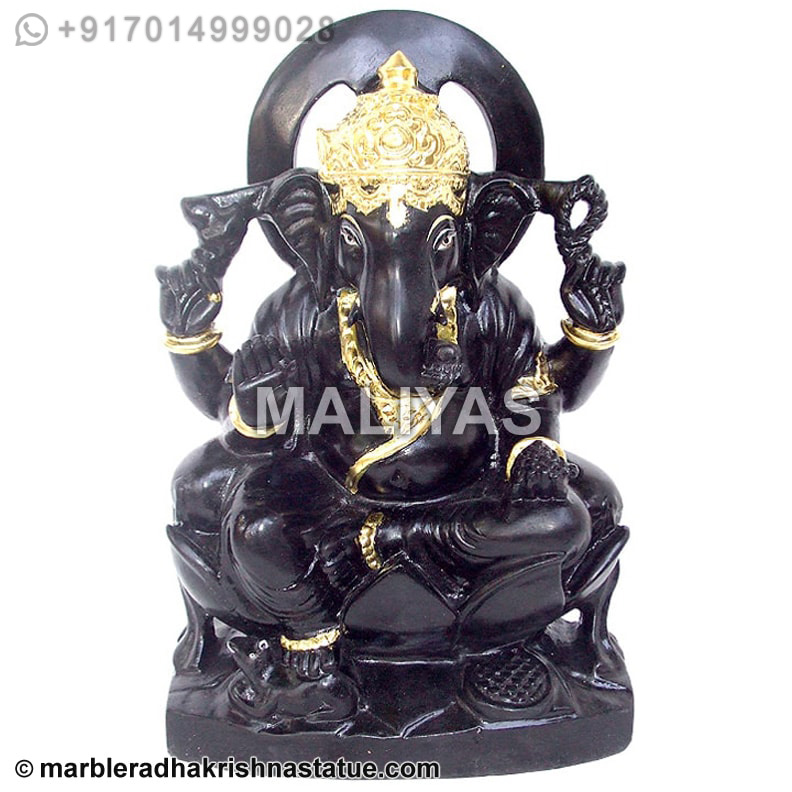 Black Marble Stone Ganesha Statue