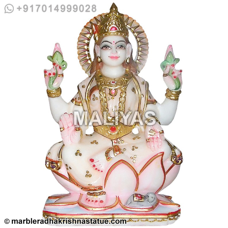 Lakshmi Statue in White Marble