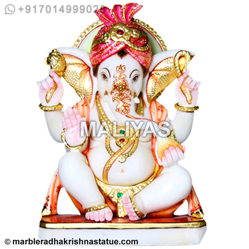 Marble Abhaya Mudra Ganesha Murti