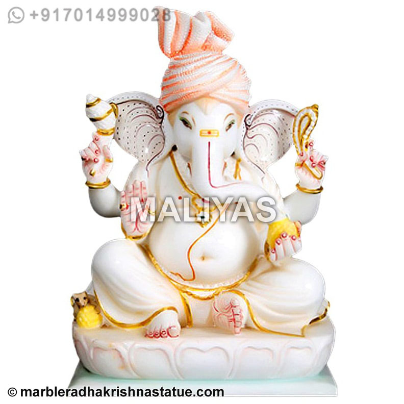 Marble Ganesha with Turban
