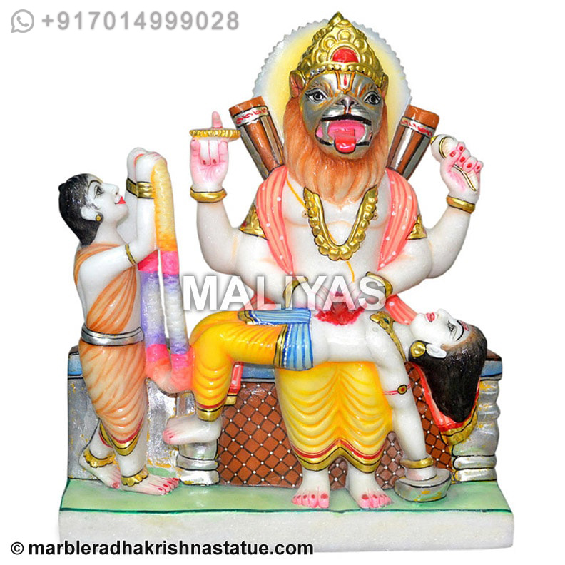 Marble Narasimha Statue with Bhakt Prahlad