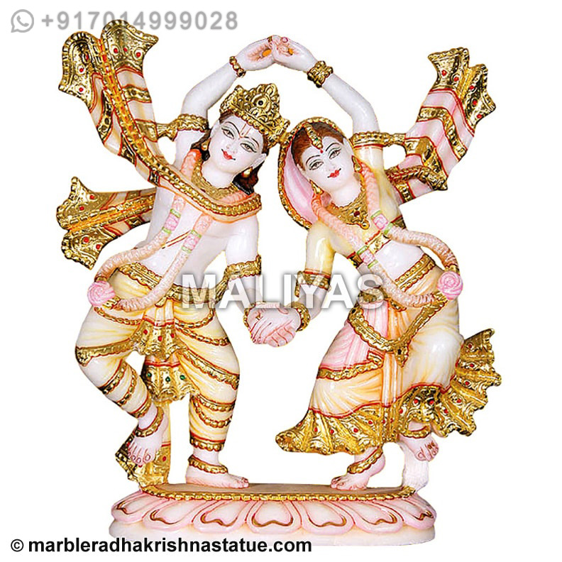 Marble Radha Krishna Dancing Statue
