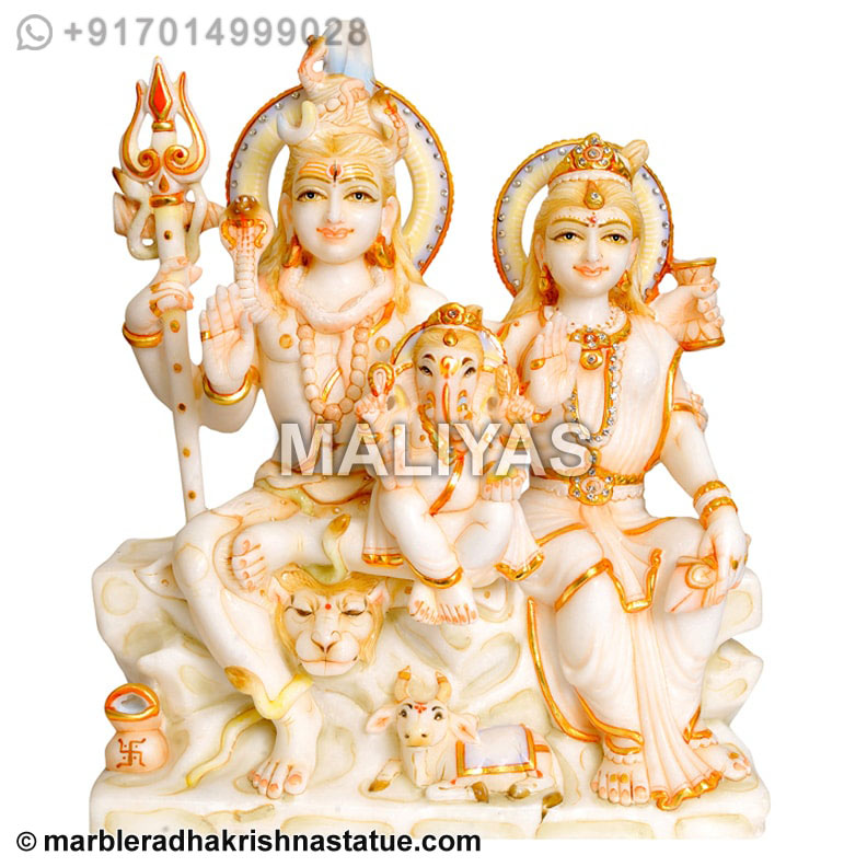Marble Shive Parvati Ganesh Statue