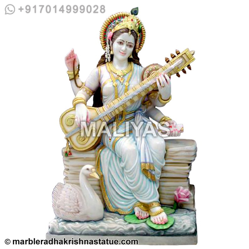 Saraswati Stone Statue