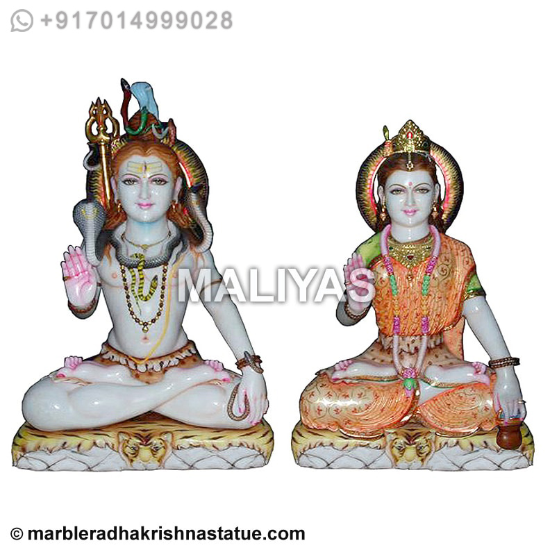 Shiv Parvati Marble Statue