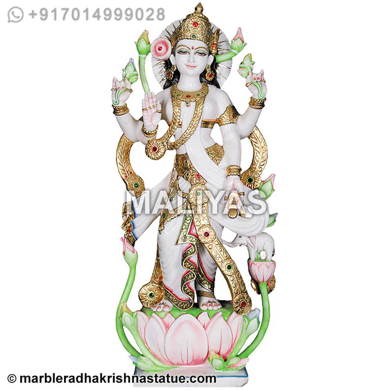 Standing Marble God Laxmi Murti