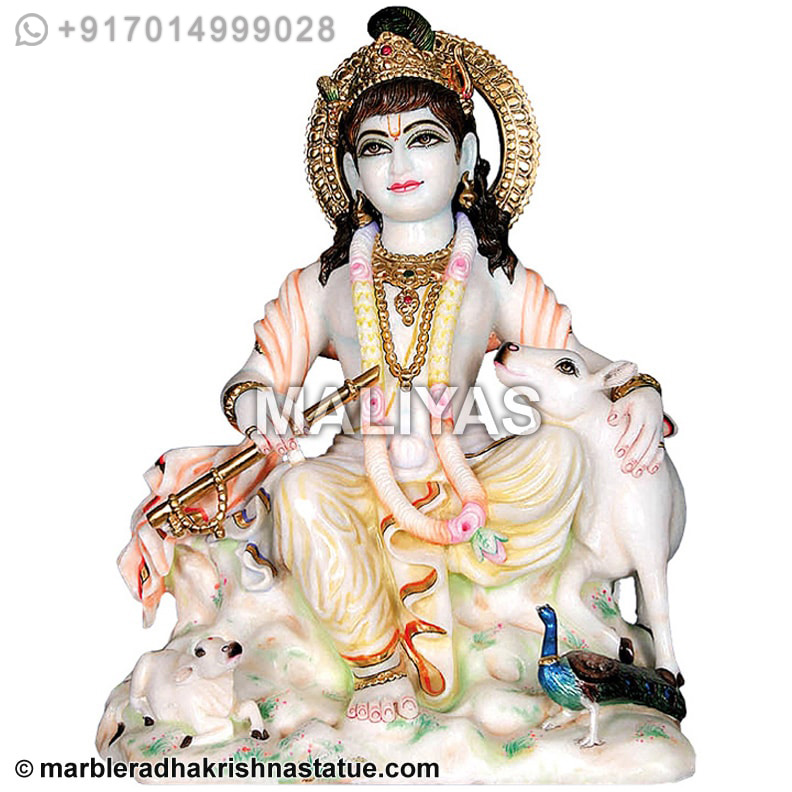 Statue Marble Krishna Gau Gopal