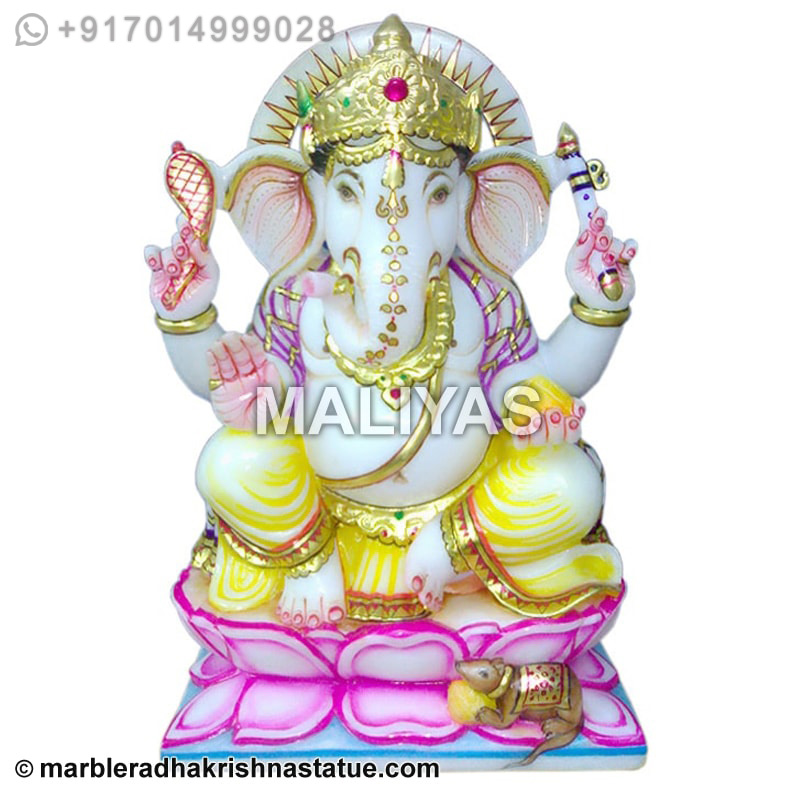 Stone Seated Ganesha Sculpture