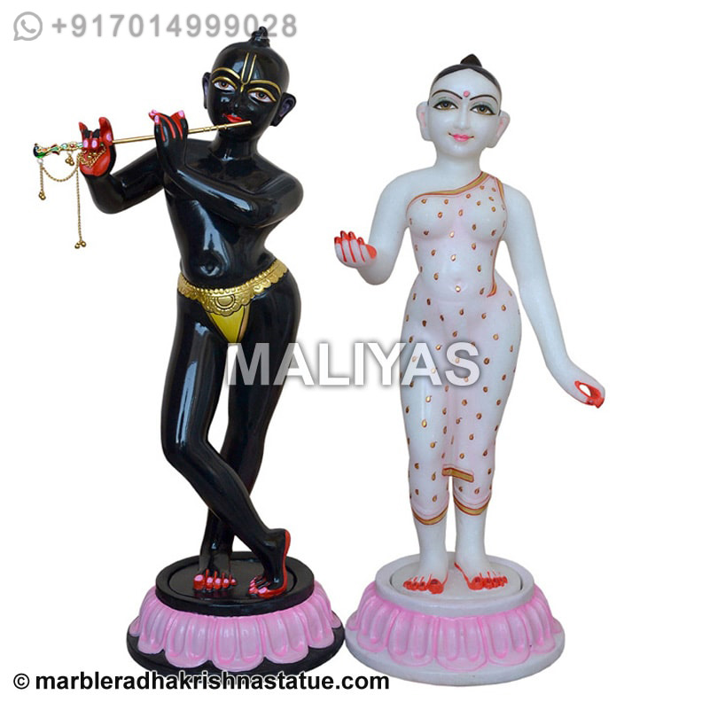 White and black Marble Iskcon Radha Krishna Murti