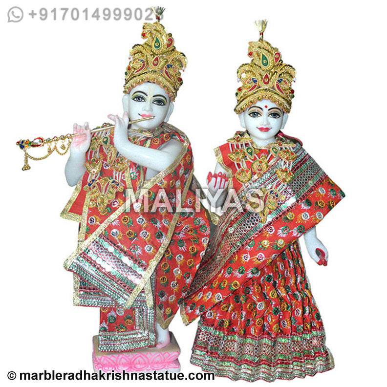 White Iskcon Radha Krishna Statue - iskcon deities for sale ...