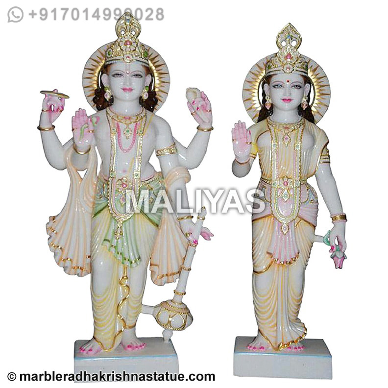 White Makrana Marble Laxmi Vishnu Idols