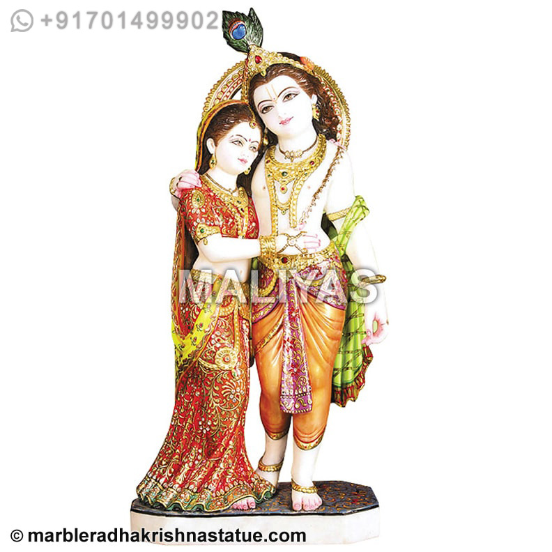 White Makrana Marble Radha Krishna Statue
