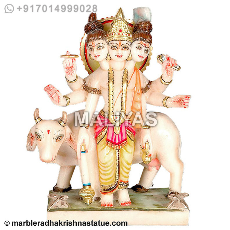 White Marble Dattatreya Statue