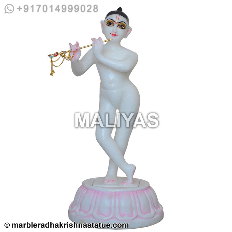 White Marble Iskcon Krishna Murti