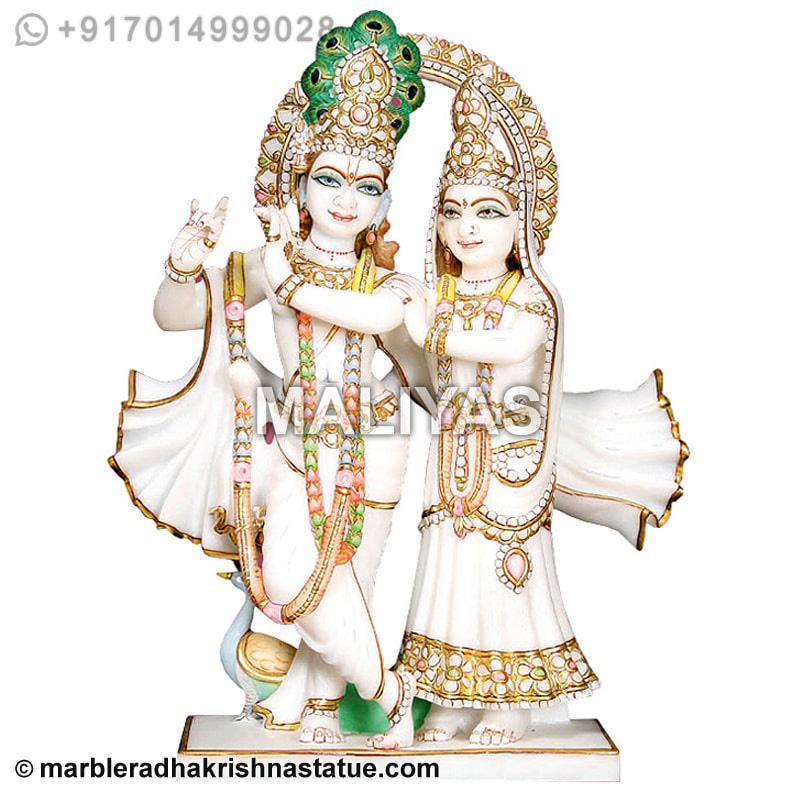 White Marble Radha Krishna Statue