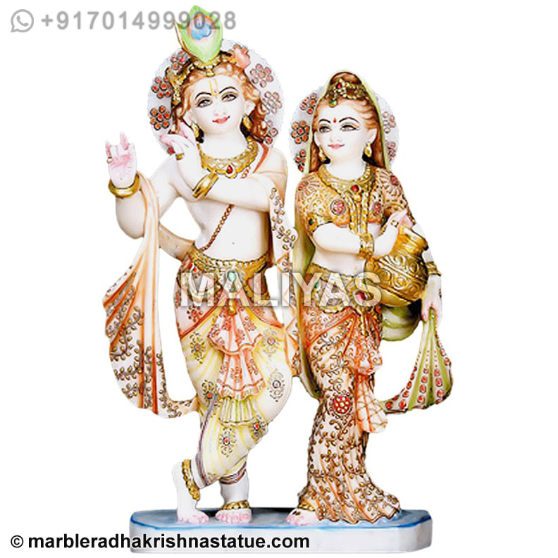 White Marble Radha Krishna Statue