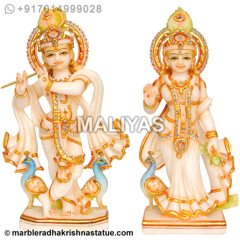 White Marble Radha Krishna Statue