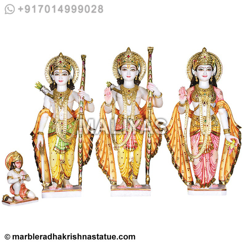 White Ram Parivar Statue with Painting work