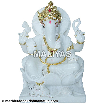 Marble White Ganesh ji Statue