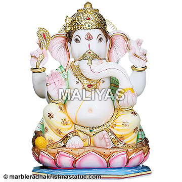 Marble Abhaya Mudra Ganesh Statue