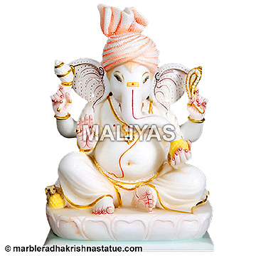 Marble Ganesha with Turban