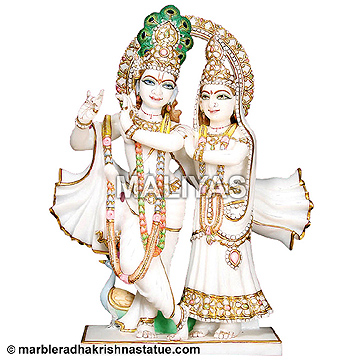 White Marble Radha Krishna Statue