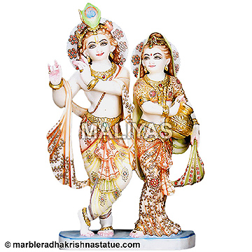 White Marble Radha Krishna Statue