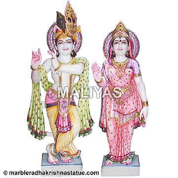 Radha Krishna White Makrana Marble Statue